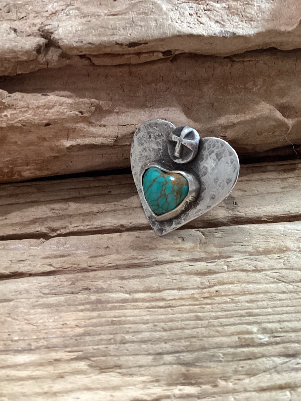 Sterling Silver and Turquoise Hammered Ring